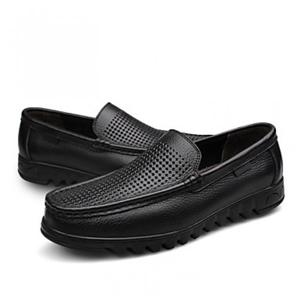 Men's Shoes Leather Casual Loafers Casual Slip-on Black / Brown  