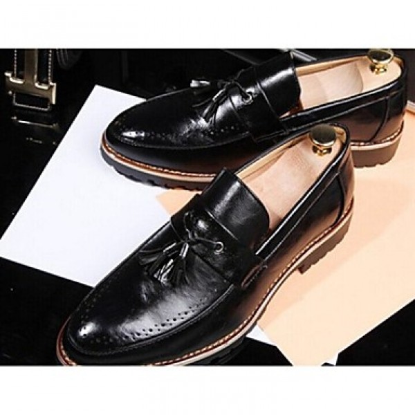 Men's Shoes Leather Casual Loafers Casual Flat Hee...