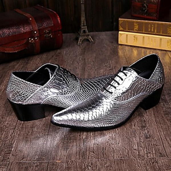 Men's Shoes Limited Edition Pure Handmade Wedding/Party & Evening Leather Oxfords Gold/Silver  