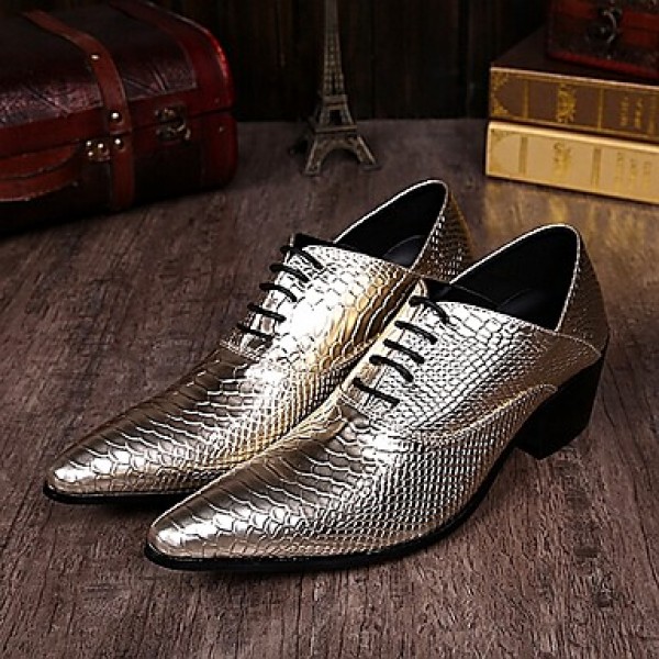 Men's Shoes Limited Edition Pure Handmade Wedding/Party & Evening Leather Oxfords Gold/Silver  