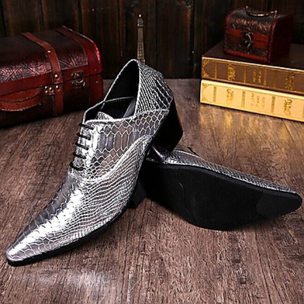 Men's Shoes Limited Edition Pure Handmade Wedding/Party & Evening Leather Oxfords Gold/Silver  