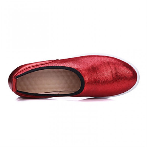 Women's Shoes Spring / Summer / Fall Comfort /Loafers & Slip-Ons/ Dress / Casual Flat Heel Slip-onRed(Leather)