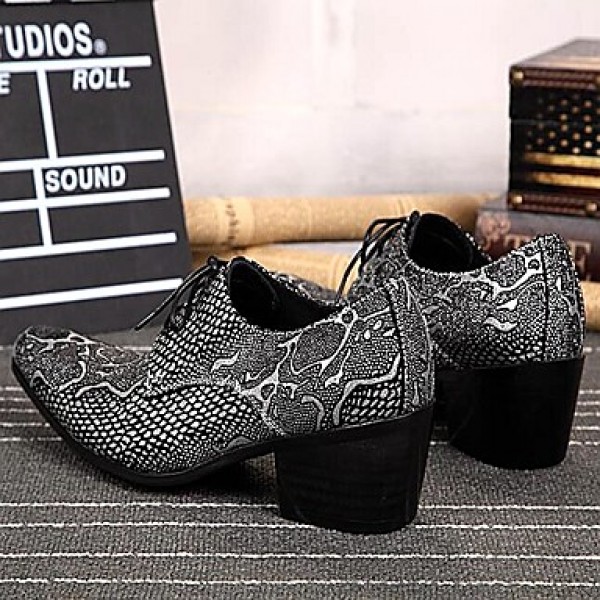 Men's Shoes   Limited Edition Oriental Temperament Nightclub/Party Top Layer Leather Oxfords Silver  