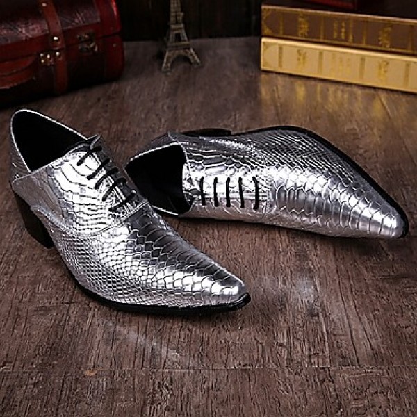 Men's Shoes Limited Edition Pure Handmade Wedding/Party & Evening Leather Oxfords Gold/Silver  