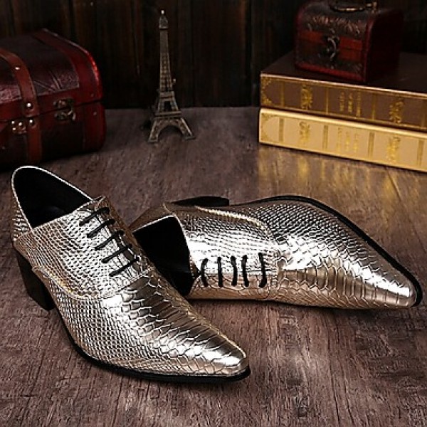 Men's Shoes Limited Edition Pure Handmade Wedding/Party & Evening Leather Oxfords Gold/Silver  